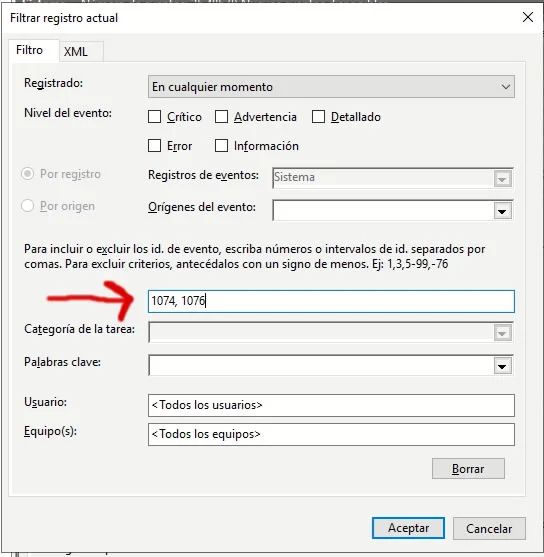 mi windows server 2019 se apaga solo cada 7 dias visor de eventos 1074 1076
