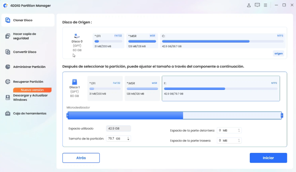 ajuste de particiones al clonar un disco duro a un ssd mas grande