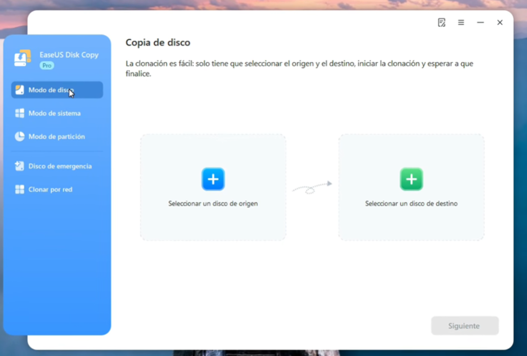 Modos de clonaci&oacute;n en EaseUS Disk Copy para copiar Windows a SSD.