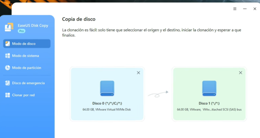 Seleccionar SSD M2 de destino para clonar el disco completo
