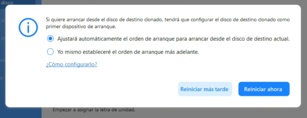 Configurar arranque desde el SSD M2 clonado despu&eacute;s de la clonaci&oacute;n