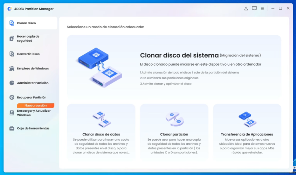 4DDiG Partition Manager para migrar Windows a SSD NVMe sin reinstalar