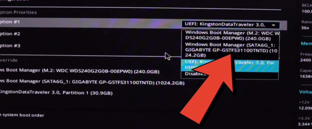 cambiar orden de arranque en BIOS para iniciar Windows desde SSD NVMe
